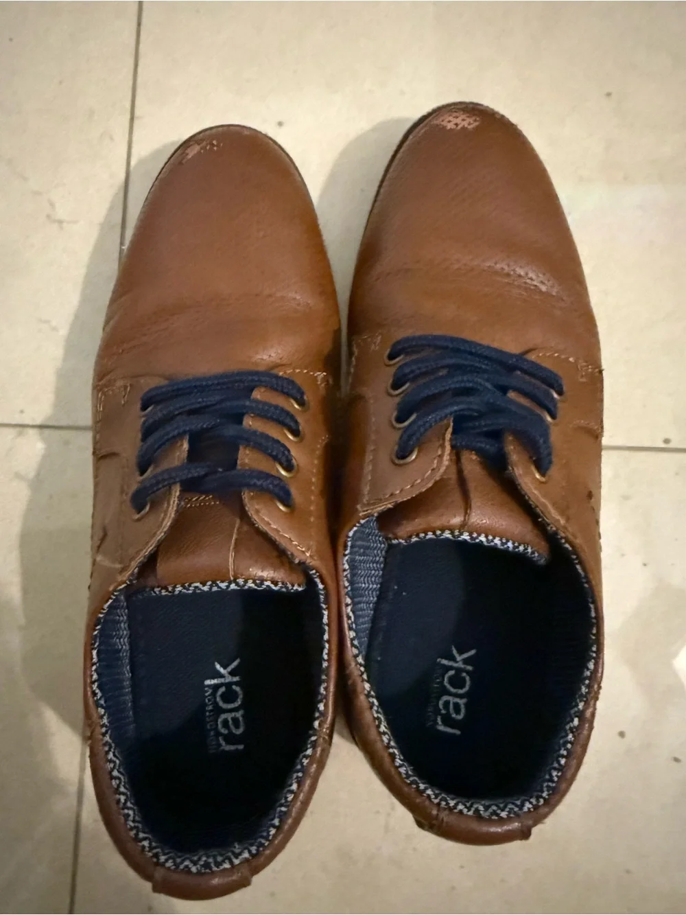 Kids Brown Dress Shoes with Navy Laces